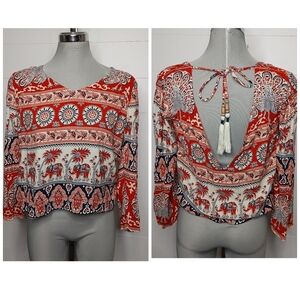 CHASER boho elephant print top XS